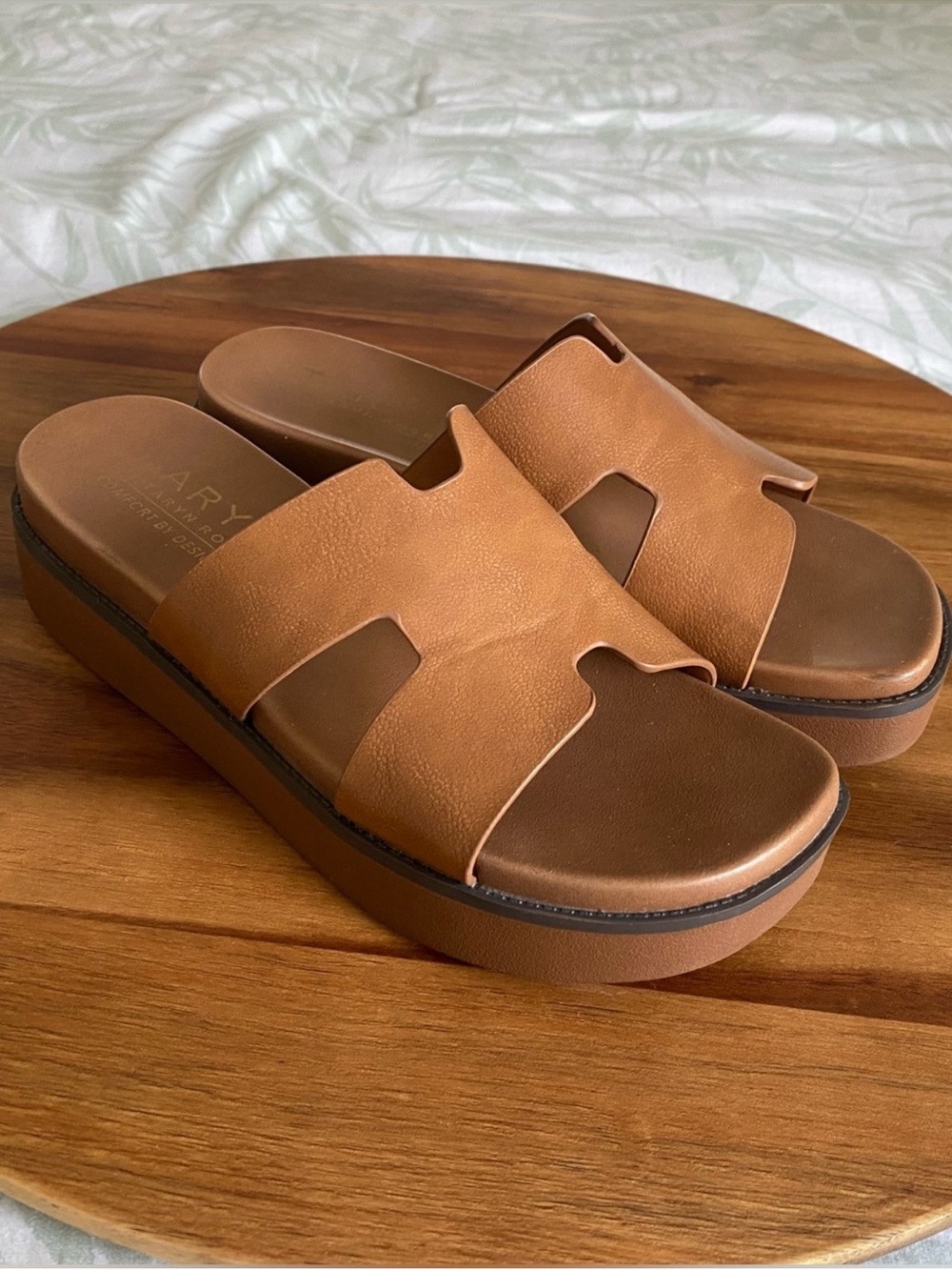 Taryn Rose Brown Platform Slide Sandals